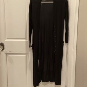Dexclothing Long Black Light Cardigan NWT